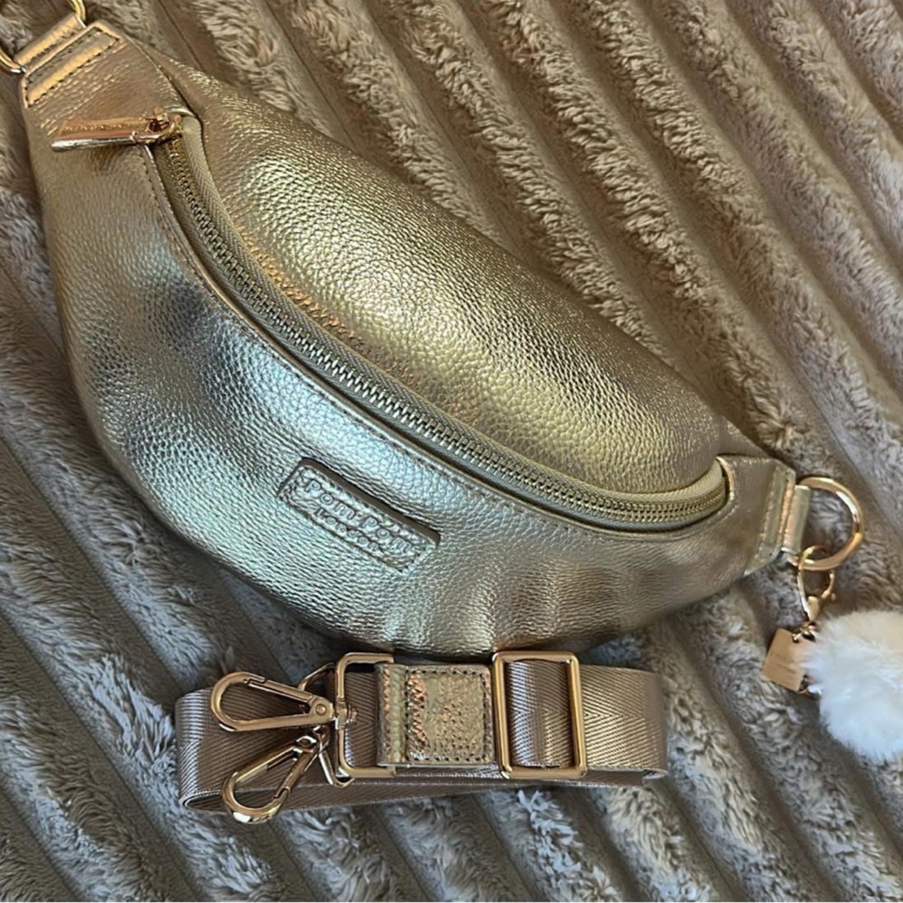 Gold Metallic Pom Pom London Bum Bag